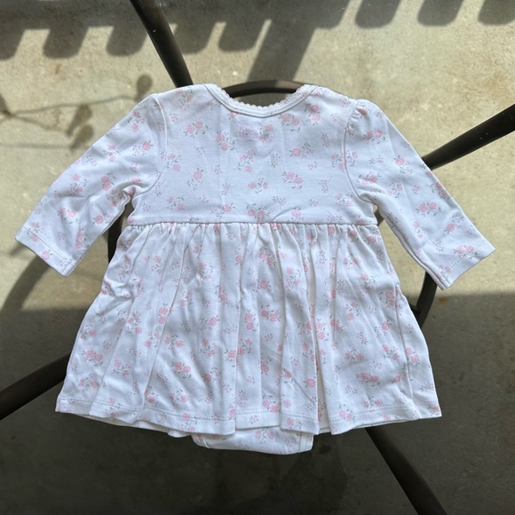 Little Me Pink Floral Long Sleeve Bodysuit Dress in White - Size 6 Months - Picture 11 of 16